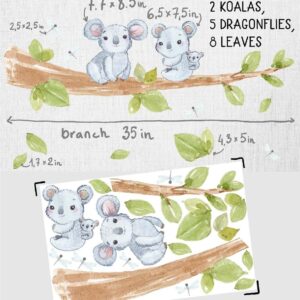Koala wall decals tree greenery leaves stickers