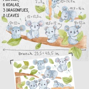 Koala wall decals tree greenery leaves stickers