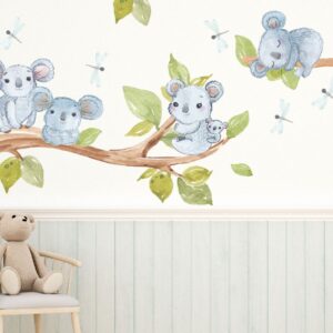 Koala wall decals tree greenery leaves stickers