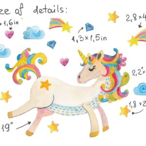 Unicorn decal Watercolor wall Sticker Horse Stars Rainbow