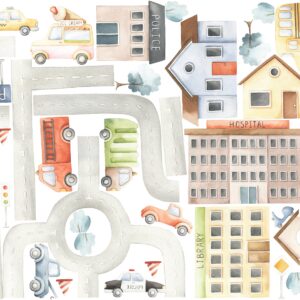 Car Wall Decals Stickers Road City Houses