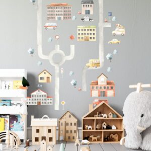 Car Wall Decals Stickers Road City Houses