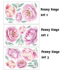 Large Peony Flower Wall Decals: Peel and Stick Nursery Decor