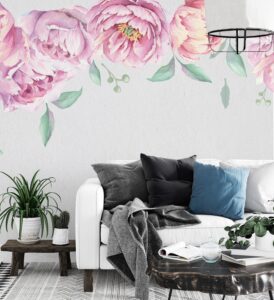 large peony fabric version — repositionable nursery bedroom sticker