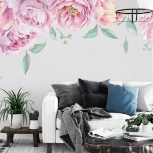 Large Peony Flower Wall Decals: Peel and Stick Nursery Decor