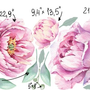 Large Peony Flower Wall Decals: Peel and Stick Nursery Decor