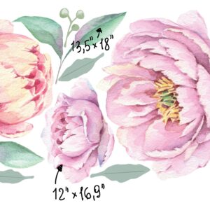 Large Peony Flower Wall Decals: Peel and Stick Nursery Decor
