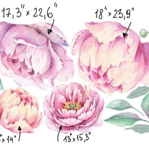 Large Peony Flower Wall Decals: Peel and Stick Nursery Decor