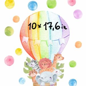 Hot Air Balloon Wall Decal Polka Dots Safari Animals