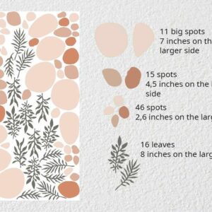 Spots Beige Boho Wall Decals Greenery Cottagecore Leaves