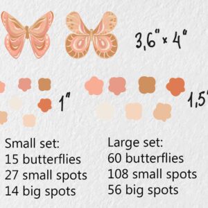 Flower Polka Dots Wall Decals Butterfly Sticker Nursery