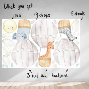 Gray hot air balloons Jungle animals fabric wall decals