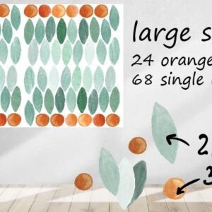 Green Leaf Wall Decals Stickers Oranges
