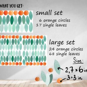 Green Leaf Wall Decals Stickers Oranges