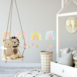Watercolor Rainbow Wall Decals with Raindrops