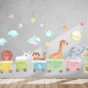 Train Wall Decals Nursery Stickers Jungle Animals Safari