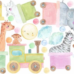 Train Wall Decals Nursery Stickers Jungle Animals Safari