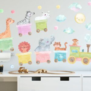 Train Wall Decals Nursery Stickers Jungle Animals Safari