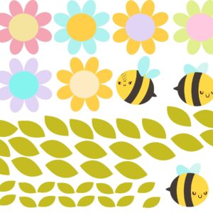 Flower wall decals Decor Cute Bee Tulip Floral Home decor