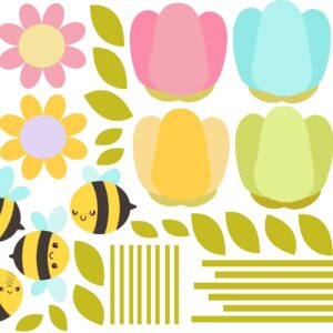 Flower wall decals Decor Cute Bee Tulip Floral Home decor