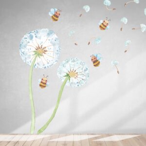 Bumblebee Dandelion Reusable Removable Wall Decal