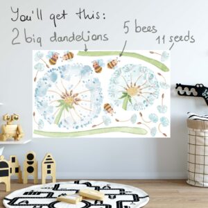 Bumblebee Dandelion Reusable Removable Wall Decal