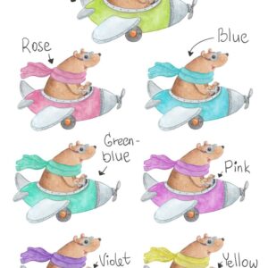 bear decals airplane wall decor fabric nursery toddler room animal stickers, lf029