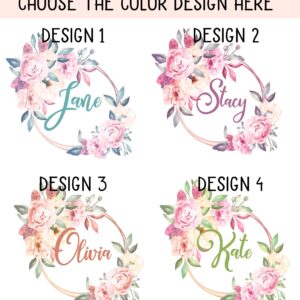 Peony Custom Name Wall Decals Floral Frame Stickers