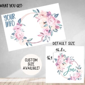 Peony Custom Name Wall Decals Floral Frame Stickers