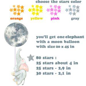 Elephant Wall Decal Moon Stars Stickers