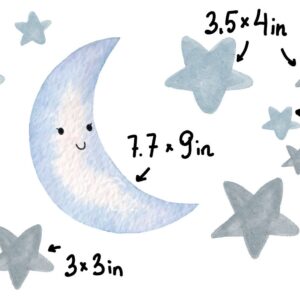 Watercolor Stars and Moon Wall Decals