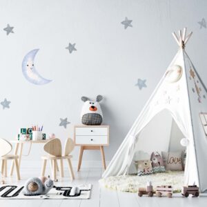 Watercolor Stars and Moon Wall Decals