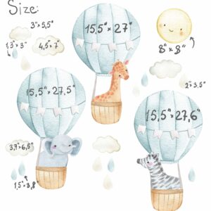 Hot Air Balloon Wall Decal Nursery Decor Safari Animals