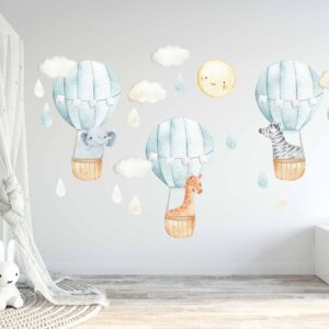 Hot Air Balloon Wall Decal Nursery Decor Safari Animals