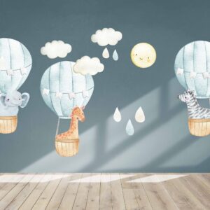 Hot Air Balloon Wall Decal Nursery Decor Safari Animals