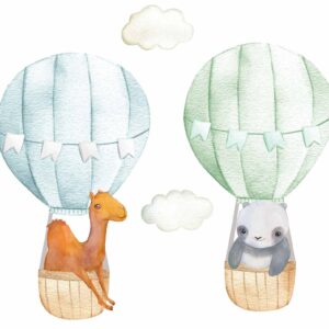 Hot Air Balloon Wall Decal Nursery Decor Safari Animals
