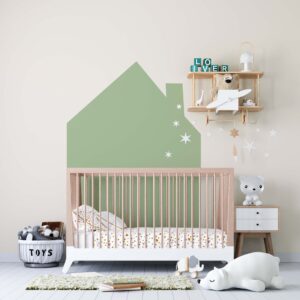 big house wall decal large home headboard color block sticker, removable wall decal, custom color big house decal lf237