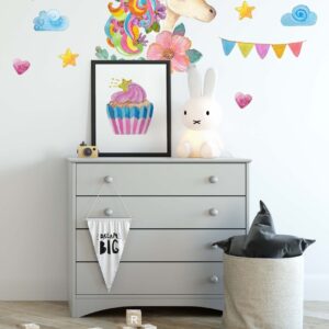 Unicorn decal Watercolor nursery girls room stickers