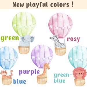 Safari Animals Hot Air Balloon Wall Decals