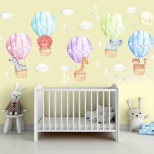 Safari Animals Hot Air Balloon Wall Decals