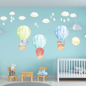 Safari Animals Hot Air Balloon Wall Decals