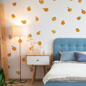 orange wall decals boho green and orange fruit stickers kitchen bathroom kids room nursery, lf072