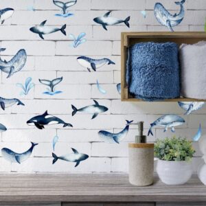 Watercolor whales wall decals