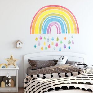 watercolor rainbow wall decal rain color drops stickers lf075