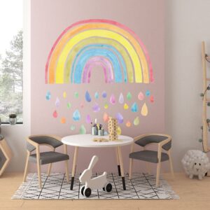 watercolor rainbow wall decal rain color drops stickers lf075