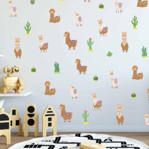 Boho Alpaca Llama Wall Decals – Cactus Nursery Decor