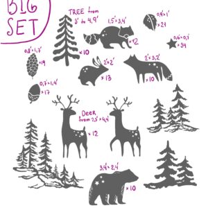 woodland wall decals animals forest bear deer fox pine stickers, lf085