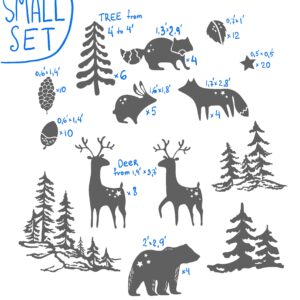 woodland wall decals animals forest bear deer fox pine stickers, lf085