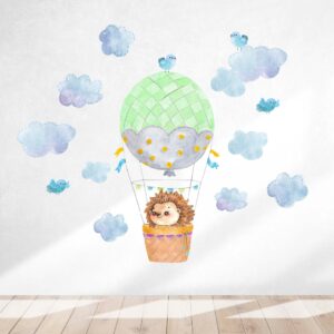 Hot air balloon Wall decals Hedgehog Nursery Watercolour