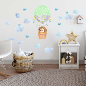 Hot air balloon Wall decals Hedgehog Nursery Watercolour